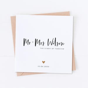 Carte de nom de famille personnalisée pour mariage, carte de mariage, félicitations pour le jour de votre mariage, carte de célébration
