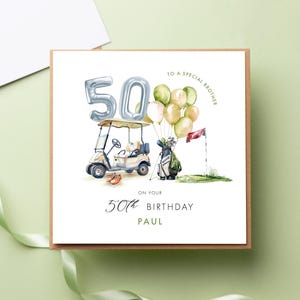 Carte personnalisée des 50 ans de golf, tout âge, amateur de sport, papa, frère, fils, ami, 21, 30 40 50 60 70 70 anniversaire