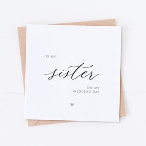 Carte de voeux soeur le jour de mon mariage, carte du jour, carte de soeur, carte de mariage, remerciement de mariage, remerciement de soeur, carte de fratrie