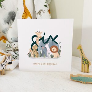 Safari 6th Kids Birthday Card