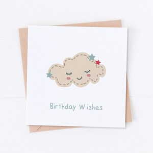 Carte d'anniversaire nuage, anniversaire nuage, anniversaire d'enfants, anniversaire d'enfants, carte fille, anniversaire fille