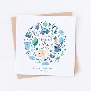 Carte personnalisée C'est un garçon, carte de félicitations, nouveaux parents, petit humain, carte de bébé garçon, carte de nouveau fils