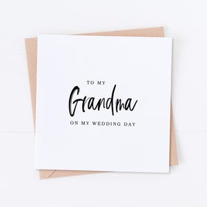 Carte de grand-mère le jour de mon mariage, carte de grand-parent, carte de mariage, remerciement de mariage, remerciement de grand-mère, carte de grand-mère, carte de grand-mère