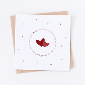 Carte pour 40e anniversaire de mariage, Anniversaire de mariage rubis, Joyeux anniversaire, Spécial couple, Cadeau pour couple