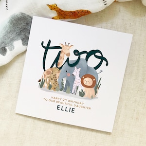 Safari 2nd Kids Birthday Card - Personalised
