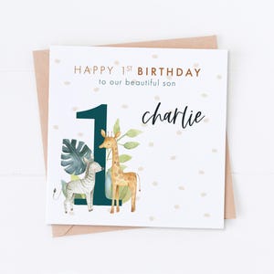 Carte personnalisée Safari 1er anniversaire, anniversaire Safari, carte d'âge, premier anniversaire, anniversaire d'enfant, anniversaire d'enfant, carte fille, carte fils