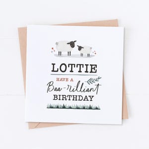 Carte d'anniversaire personnalisée mouton, anniversaire d'un animal de la ferme, premier anniversaire, anniversaire d'enfant, anniversaire d'enfant, carte fille, carte fils