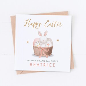 Carte de Pâques personnalisée lapin, carte de Pâques petite-fille, carte de Pâques petit-fils, lapin de Pâques, première Pâques, carte fille, carte fils