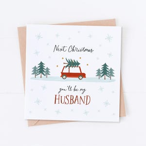 A Noël prochain, tu seras mon mari Carte de Noël, Carte de femme, Carte de sapin de Noël, Carte de Noël de fiancé, Carte de Noël de fiancé