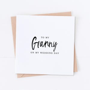 Carte de grand-mère le jour de mon mariage, Carte de grand-parent, Carte de mariage, Merci de mariage, Merci de grand-mère, Carte de grand-mère