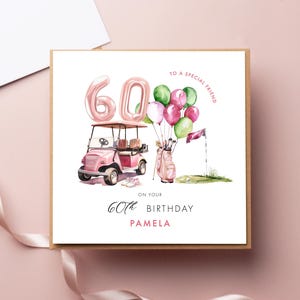 Carte personnalisée des 60 ans de golf pour femmes, tout âge, amateur de sport, maman, soeur, fille, ami, 30e 40e 50e 70e anniversaire