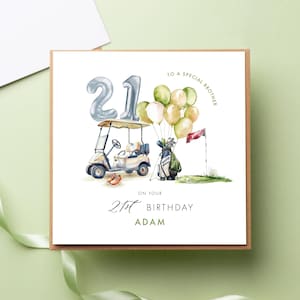 Carte de golf personnalisée 21e anniversaire, tout âge, amateur de sport, papa, frère, fils, ami, 30e 40e 50e 60e 70e anniversaire