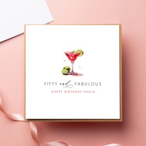 Carte d'anniversaire personnalisée Cosmo Cocktail, tout âge, 50 ans et fabuleux, 40 ans, maman 40 ans, femme 30 ans, amie 21 ans, fille 18 ans