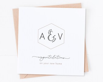 Personalised New Home Initial Card, Congratulations Card, Moving House Card, Happy New Home, Homeowners, Home Sweet Home, First Home