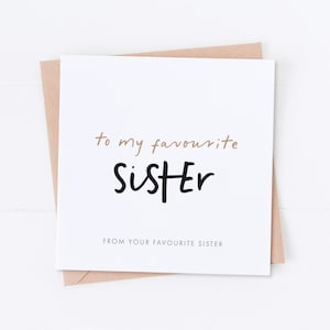 Favourite Sister Birthday Card, Here's to Your Birthday, Happy Birthday, Gift for Her, Her Birthday, Birthday Card, Sister Card