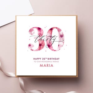 Carte d'anniversaire florale rose pour elle, 30 ans aujourd'hui, fille, maman, soeur, meilleure amie, nièce, petite-fille, tout âge
