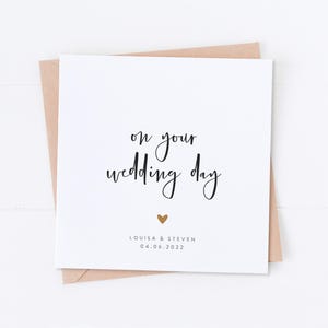 Personnalisé le jour de votre mariage, félicitations pour le jour de votre mariage, carte de fête, Just Married, M. et Mme