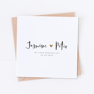 Carte coeur personnalisée le jour du mariage, félicitations pour votre mariage, carte de célébration, juste mariés, M. et Mme