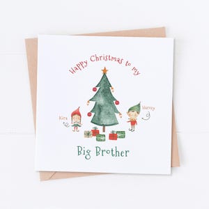 Carte de Noël personnalisée grand frère, carte frère, à mon frère, grand frère, petite soeur, joyeux Noël