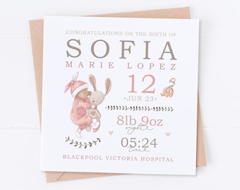 Personalised Pink New Baby Card, Congratulations Card, Welcome to the World, New Parents Card, Baby Boy Card, Baby Girl Card, Newborn