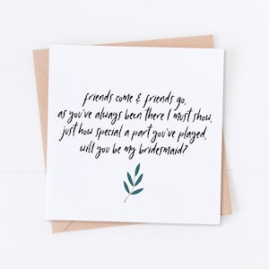 Will You Be My Bridesmaid Card, Wedding Poem, Bridesmaid Proposal Card, Wedding Card, Greeting Cards, Bridal Party Card zdjęcie 1