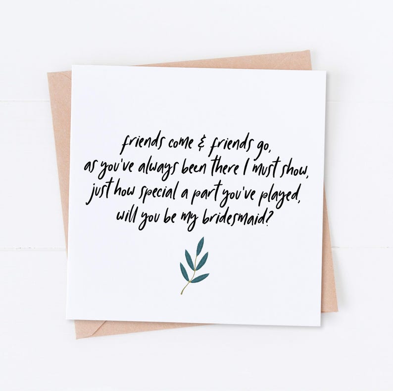 Will You Be My Bridesmaid Card, Wedding Poem, Bridesmaid Proposal Card, Wedding Card, Greeting Cards, Bridal Party Card zdjęcie 1