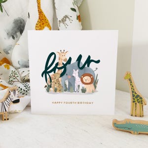 Safari 4th Kids Birthday Card