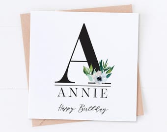 Carte d'anniversaire personnalisée, joyeux anniversaire, carte d'anniversaire, carte pour elle, cadeau pour elle