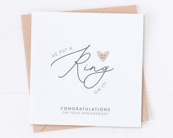 Personalised Put a Ring On It Engagement Card, Celebration Card, Mr and Mrs to be, Future Bride and Groom, Happy Couple Congrats Card