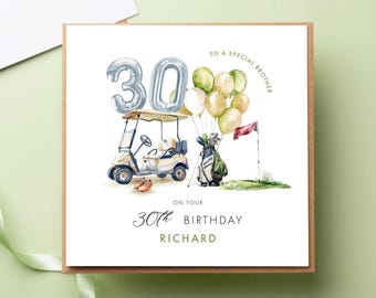 Personalised Golf 30th Birthday Card, Any Age, Sport lover, Dad, Brother, Son, Friend, 21st, 30th 40th 50th 60th 70th Birthday