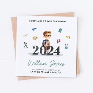 Carte personnalisée premier jour d'école pour garçon, rentrée des classes, rentrée des classes, carte fils, petit-fils porte-bonheur, réception, première année
