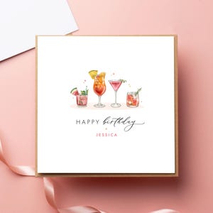 Carte d'anniversaire cocktail personnalisée, 40 ans pour maman, 30 ans pour femme, 21 ans pour un ami, carte 18 ans pour sa fille