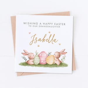 Carte de Pâques personnalisée lapins, carte de Pâques petite-fille, carte de Pâques petit-fils, lapin de Pâques, première Pâques, carte fille, carte fils