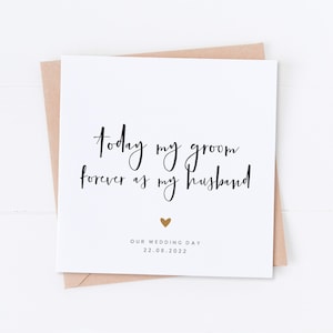Carte de mariage de mon marié aujourd'hui, le marié le jour de notre mariage, carte le jour, carte de mari, carte de mariage, remerciement de mariage, carte de marié