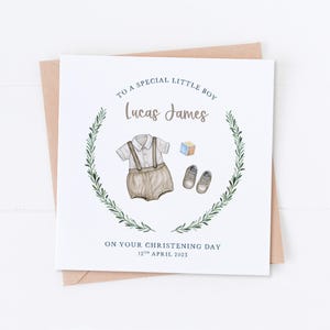 Carte de tenue de baptême personnalisée pour garçon, carte de baptême, carte de baptême pour garçon, carte de baptême pour fille, baptême de fils, baptême de fille