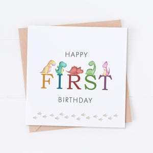 Carte 1er anniversaire de dinosaure, anniversaire de dinosaure, carte d'âge, premier anniversaire, anniversaire d'enfants, anniversaire d'enfants, carte fille, carte fils