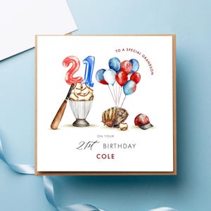 Carte d'anniversaire personnalisée baseball, tout âge, frère 21 ans, fils 18 ans, papa 40 ans, ami 30 ans, 60e anniversaire, 50e anniversaire