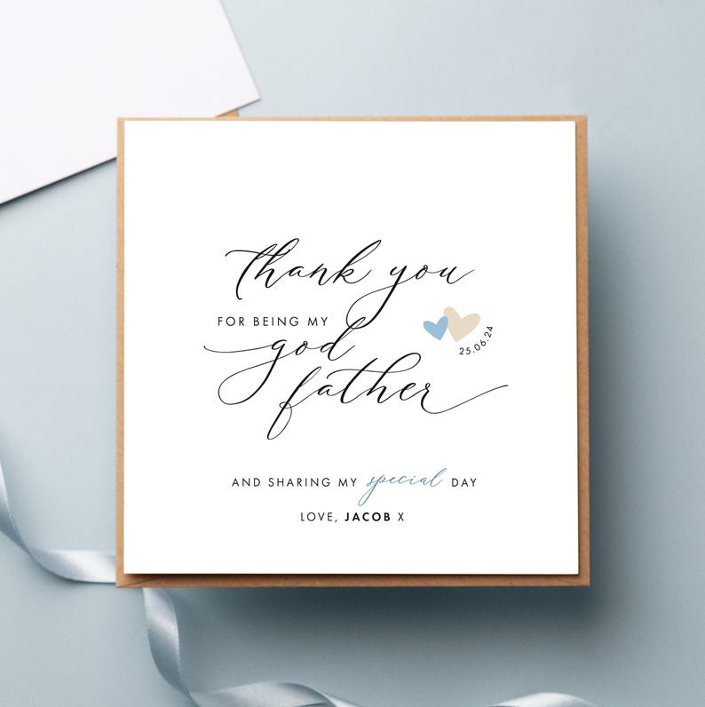 Personalised Yellow Thank You Godparent Card, Godparent Christening Card, Godmother Card, Godfather Card zdjęcie 3