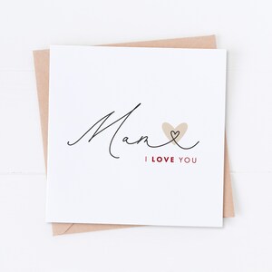 Carte je t'aime mam, carte de fête des mères, carte d'anniversaire de mam, spécial mam, meilleure carte mam, spécial maman, spécial maman