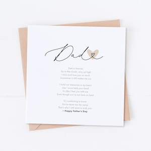 Poème de papa céleste, carte de fête des pères, carte du souvenir, en souvenir, en pensant à vous, carte tu me manques, joyeuse fête des pères