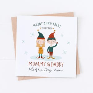 Carte de Noël personnalisée papa et maman pingouin, carte spéciale couple, tante et oncle, maman et papa, grand-mère et grand-père