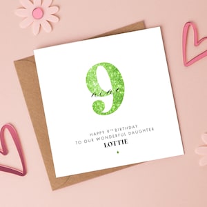 Carte personnalisée pour 9e anniversaire, tout âge/plus de couleurs disponibles, 10e fille, 12e nièce, 11e soeur, 8e petite-fille