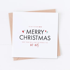 Carte de future femme, carte de fiancée, future femme, Noël dernier en tant que mademoiselle, joyeux Noël, fiancée à Noël, carte de Noël, carte de voeux