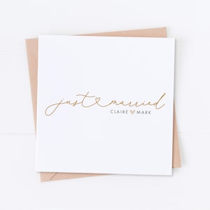 Carte personnalisée « Just Married », carte de mariage, félicitations pour le jour de votre mariage, carte de fête, M. et Mme, jeunes mariés