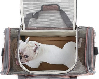 Cat Carrier Von Fluggesellschaften zugelassene Reise-Haustier-Träger, Hundeträger, geeignet für kleine und mittelgroße Katzen und Hunde, Pink