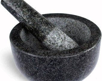 Vintage Style Pestle and Mortar Set Large Granite Stone Spice & Herb Crusher Grinder