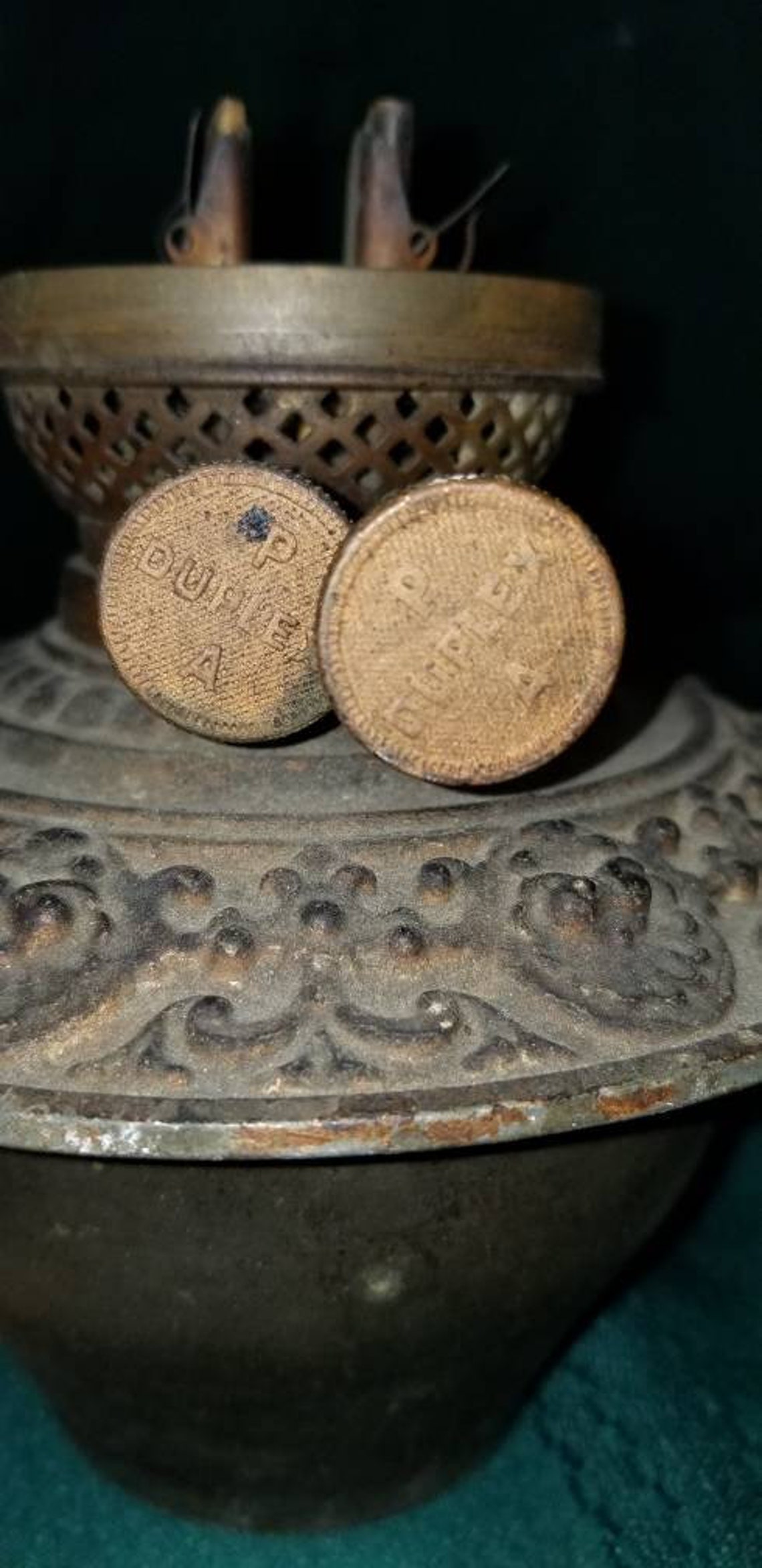 Victorian Copper Double Wick Oil Lamp Oil Vessel Insertused Etsy