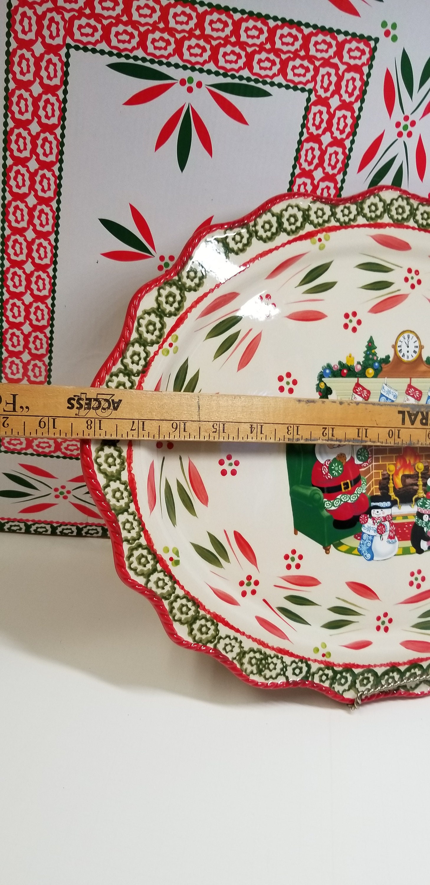 Temptations Old World Oval Holiday Platter 18 X 14 With Stand Etsy