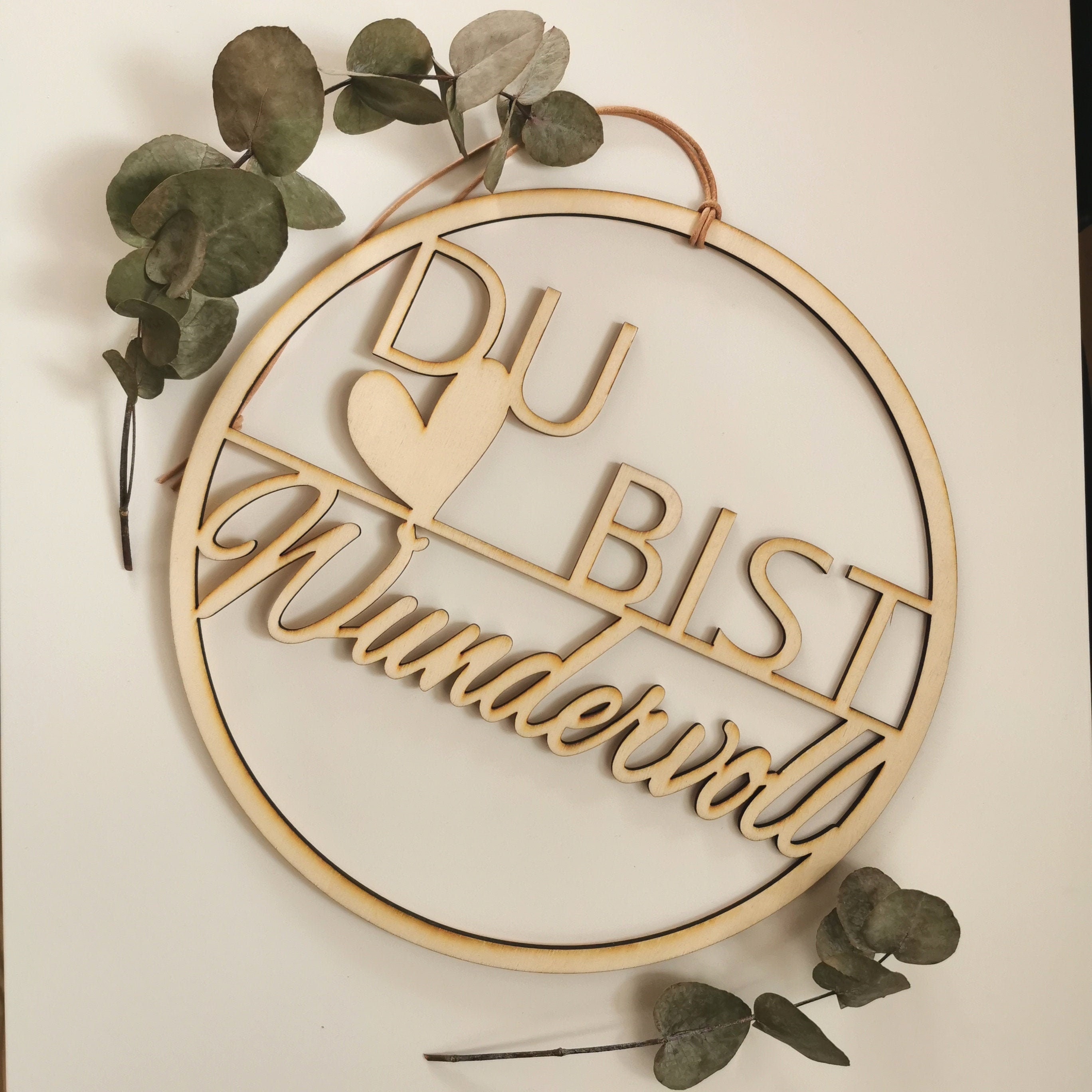 Holzring Holz Wanddeko Dekoring Spruch Du bist wundervoll Geschenk