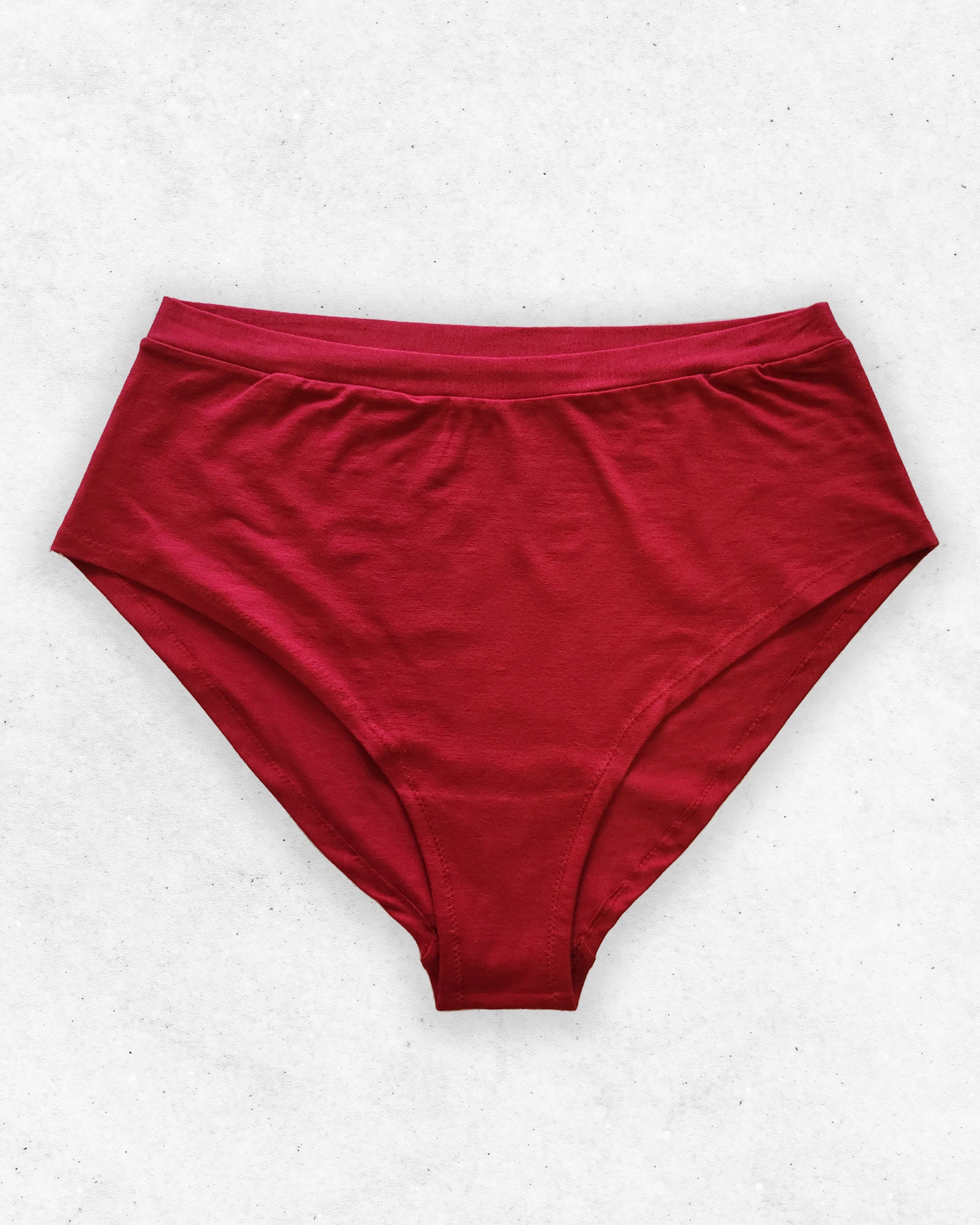 Plus Size Underwear High Waist Bamboo Cotton Brief. No Elastic Red